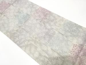 都喜ヱ門　金通し　よろけ格子にのり散らし模様織り出し　袋帯